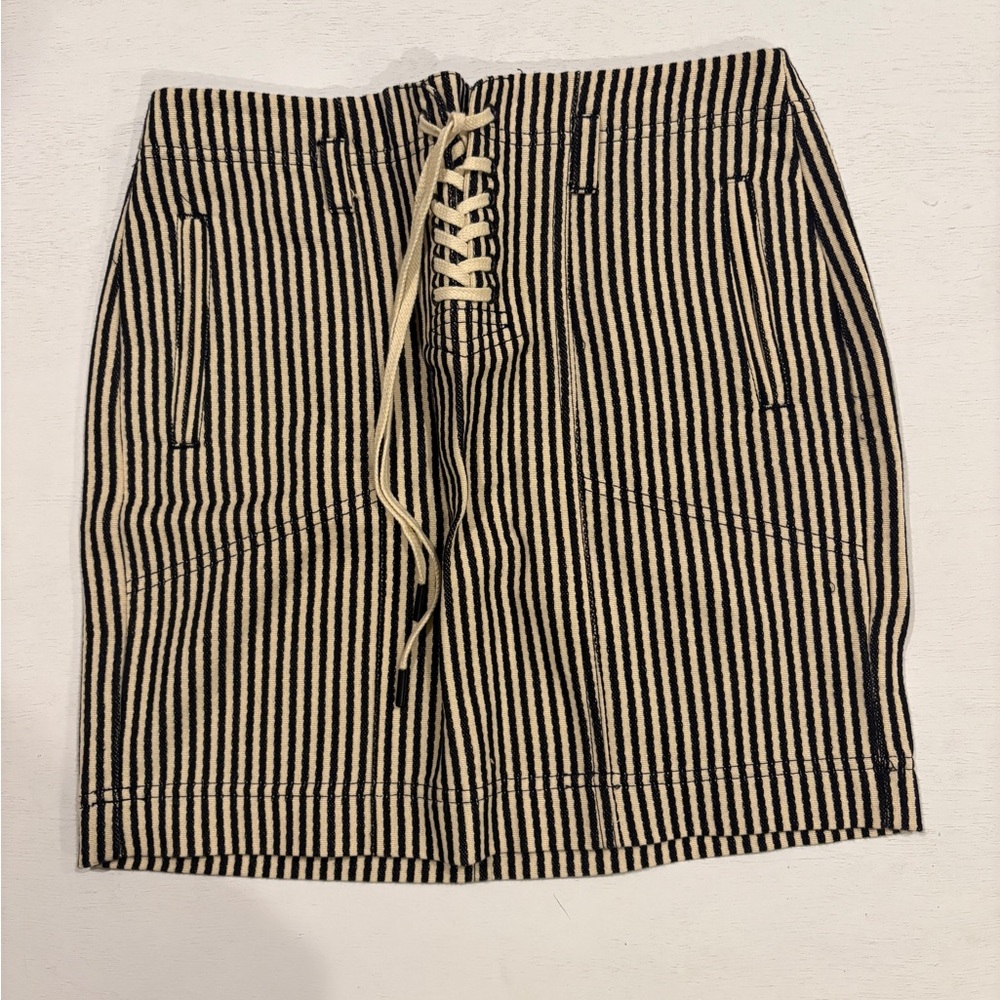 Madewell Black and Tan Striped Pencil Skirt - Picture 1 of 6